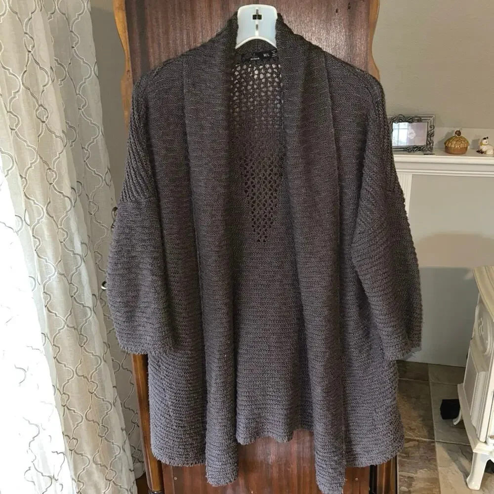 Prana gray medium large oversized knit cardigan sweater